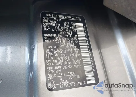 2025 Nissan Rogue Sv Intelligent Awd из США, поврежденный, VIN JN8BT3BB8SW145730